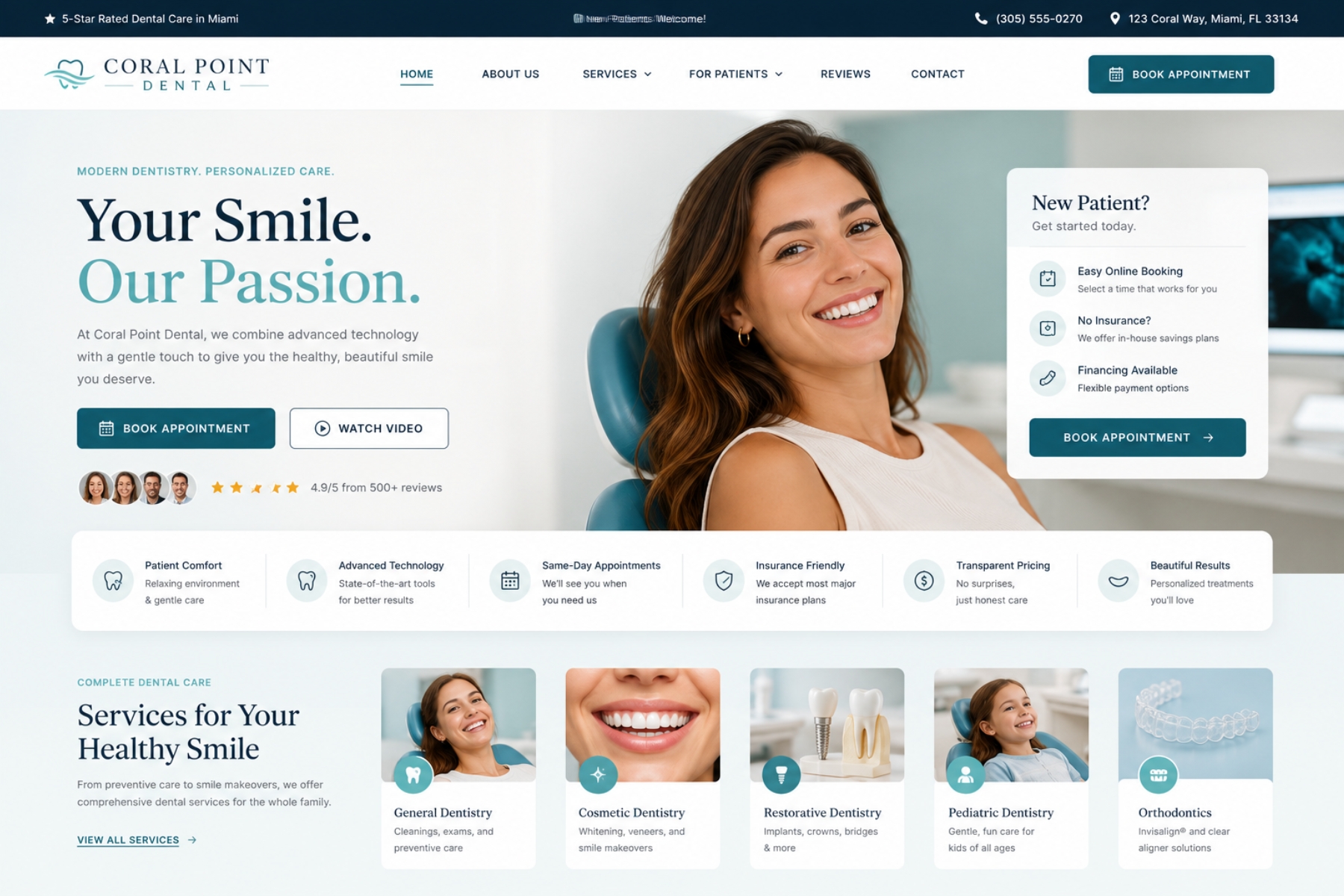Dental website example — Coral Point Dental