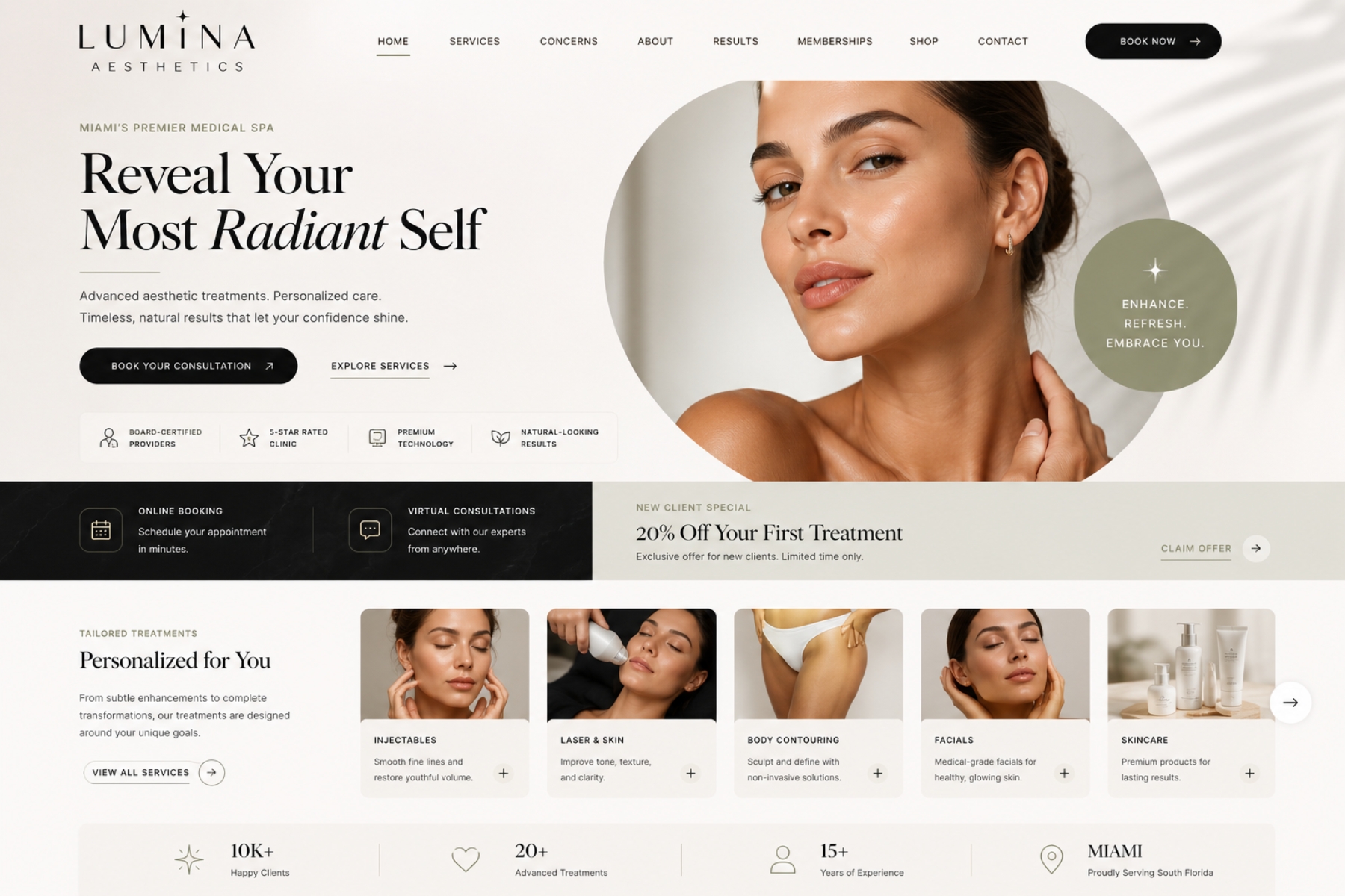 Med Spas website example — Lumina Aesthetics