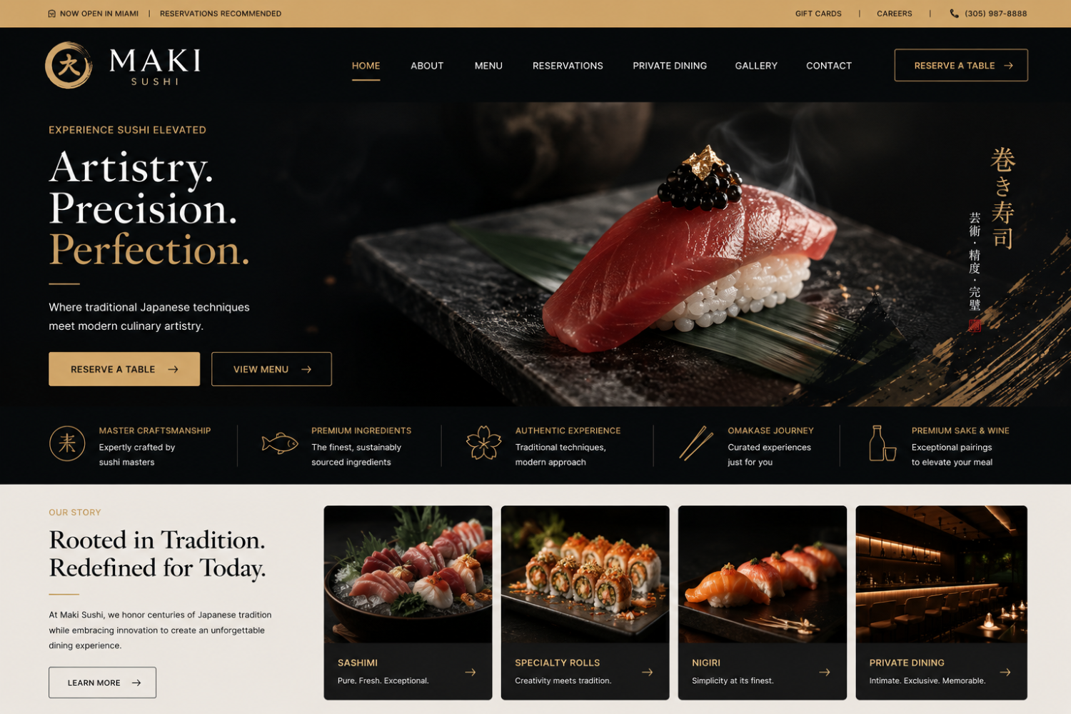 Restaurants website example — Maki Sushi