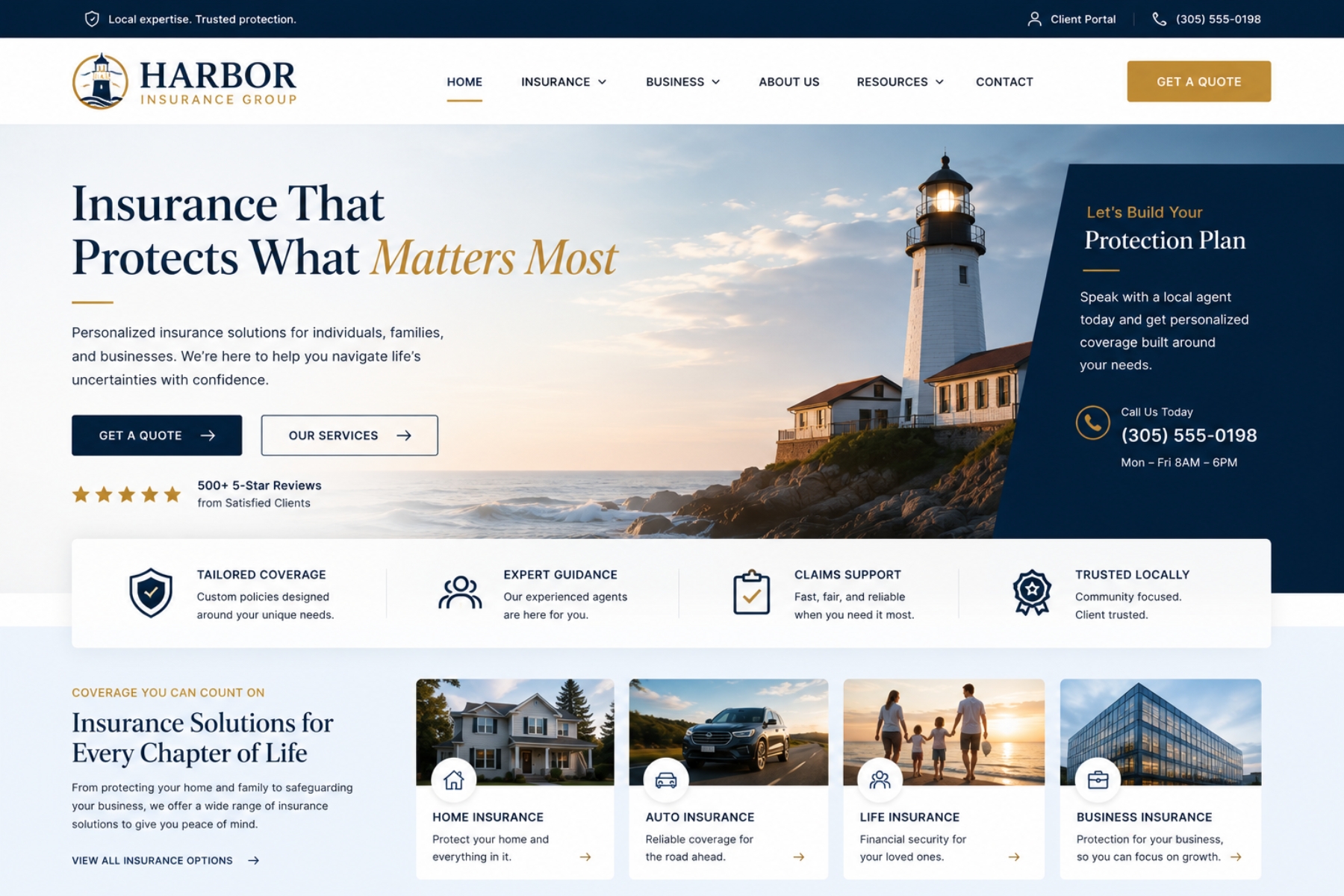 Insurance website example — Harbor Insurance Group