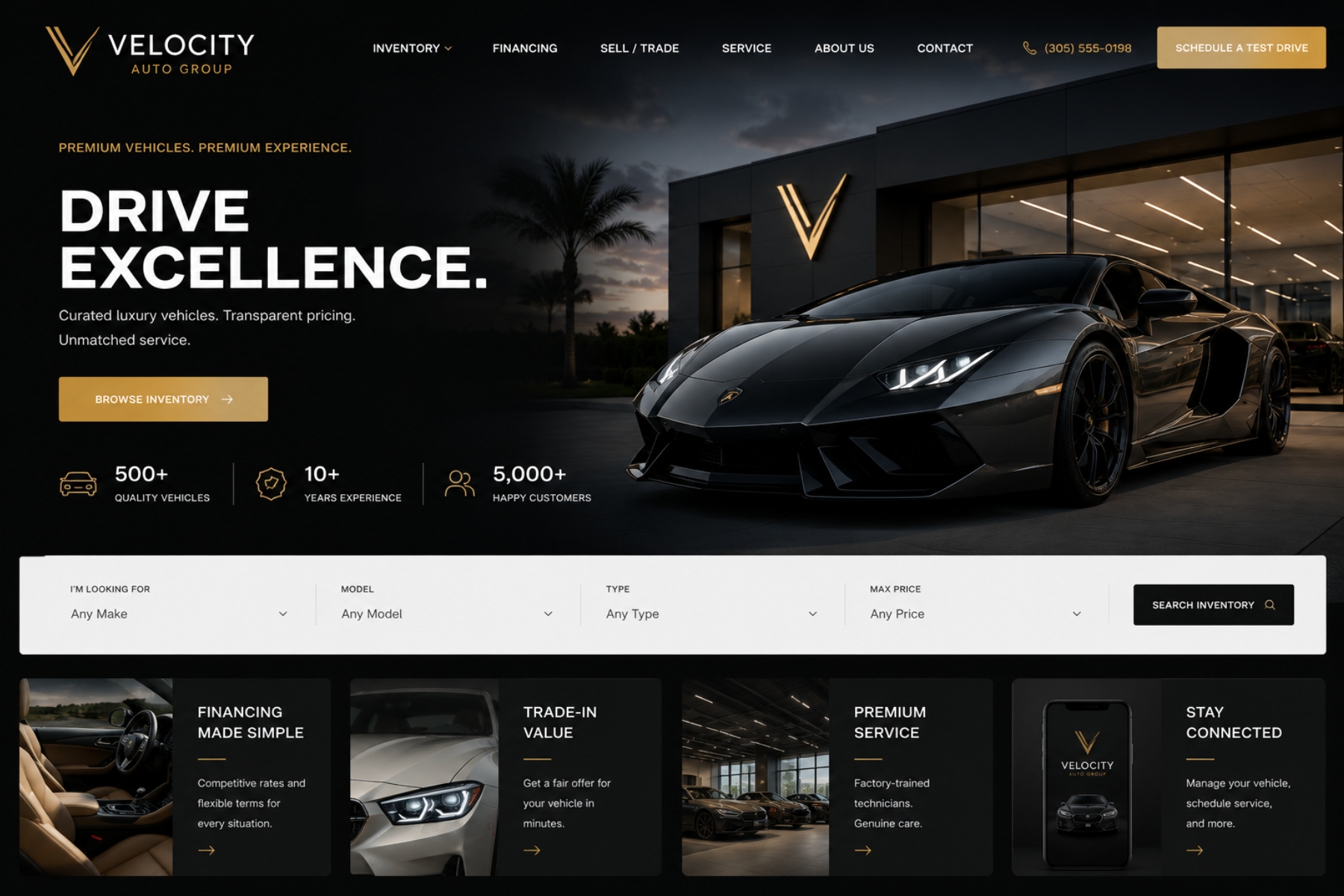 Automotive & Dealerships website example — Velocity Auto Group