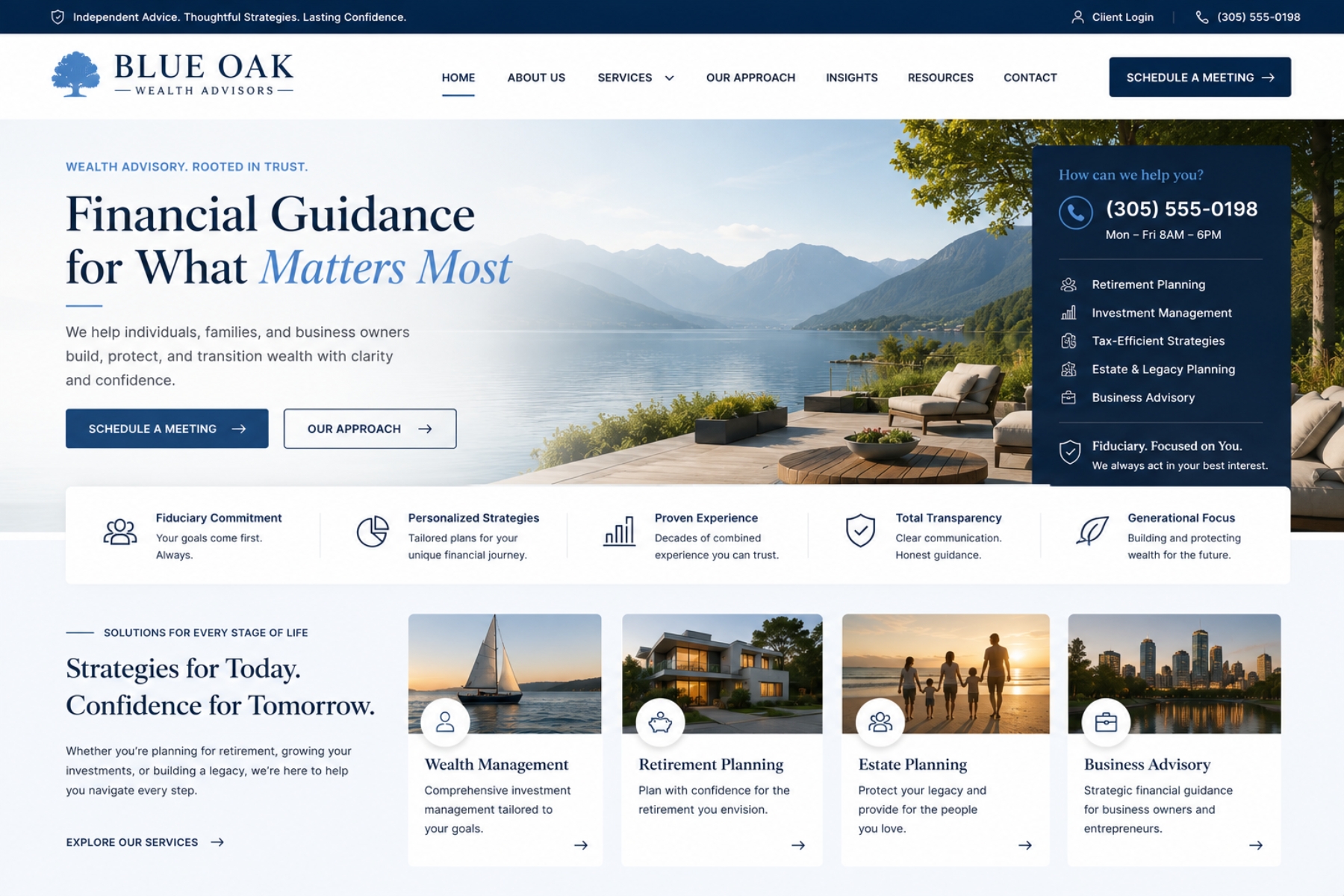Financial Advisors website example — Blue Oak Wealth Advisors